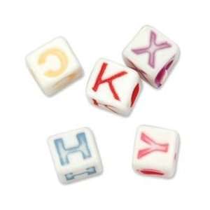  Alphabet Beads 6mm 160/Pkg White Beads With Assorted Color Letters 