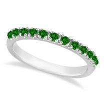 Emerald Stackable Ring Band 14K White Gold DESIGNER  