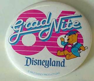 POOH Disneyland 1986 Grad Nite Pinback Button EX Cond Walt Disney Prod 