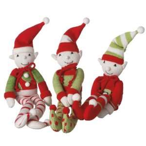  Set of 3 Large Stuffed Sock Christmas Elves with Magnetic 