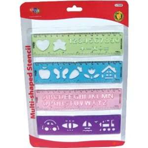   Ruler Multishaped Stencil 4Pc 6 Neon Case Pack 144: Electronics
