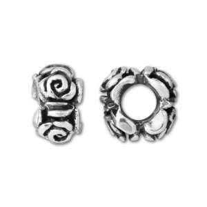  Sterling Silver Antiqued Rose Bud Bead (4mm Hole) Arts 