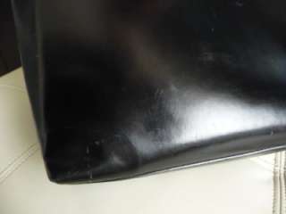 PRADA Black Shiny Leather Tote Shopper Handbag  