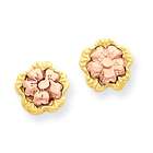 Jewelry Adviser earrings 14K Two tone Double Flower Post Earrings