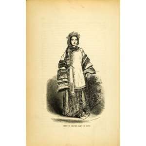  1857 Wood Engraving Upper Class Chinese Woman Costume MC 