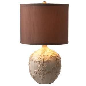 Pack of 2 Distressed Ceramic Table Lamps With Fleur Design 
