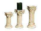 SET OF 3 LARGE CLASSIC COTTAGE CHIC ROMAN COLUMN STYLE CANDLEHOLDERS