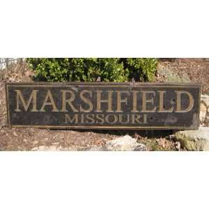 MARSHFIELD, MISSOURI   Rustic Hand Painted Wooden Sign  
