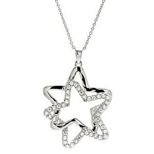   Zirconia Intertwined Star Necklace .925 Stamp Hypoallergenic Jewelry