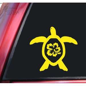   Honu Hawaiian Sea Turtle Yellow Vinyl Decal Sticker: Automotive