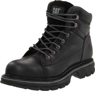 CATERPILLAR Mens Valor Mike Rowe Steel Toe Work Boots Black Leather 