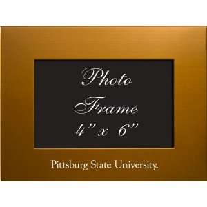 Pittsburg State University   4x6 Brushed Metal Picture Frame   Gold 