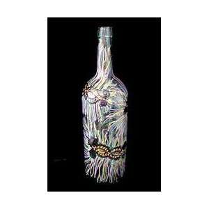   Hand Painted   Wine Bottle with Hand Painted Stopper