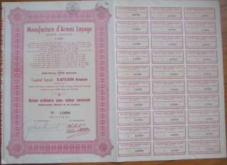 1946 Belgian Armes Lepage Stock/Bond Certificate  Liege  