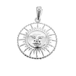 Sterling Silver and Smiling Sun Burst Pendant   