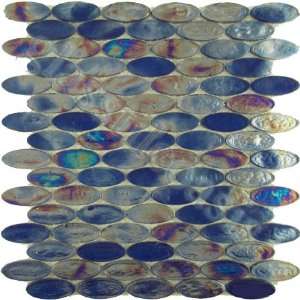  Blue Oval Blue Ovals Glossy & Iridescent Glass Tile 
