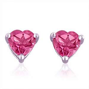 6mm Heart Shape Pink Topaz Earrings in Sterling Silver  
