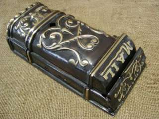 Vintage Brass Mailbox > Old Antique Gothic Iron Mail Box EXTREMELY 
