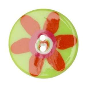  Fashion Button 1 3/8 Confetti Flower Lime By The Package 