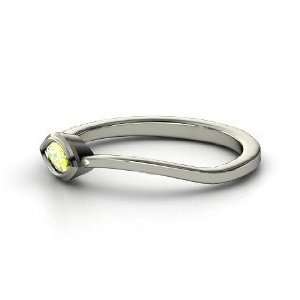   : Stackable Leaf Ring, Marquise Peridot 14K White Gold Ring: Jewelry