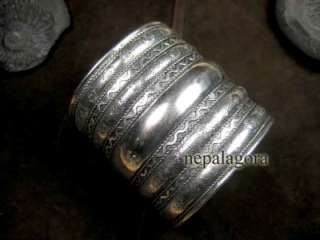 B2334 WIDE CUFF bangle emboss Boho bracelet Tribal Indian jewelry Free 