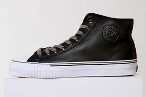 PF FLYERS CENTER HI REISS BLACK LEATHER HIGH TOP SNEAKERS  
