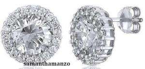   Pave Set Signity CZ Cubic Zirconia Stud Silver Jewelry Earrings  