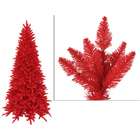   Pre Lit Slim Red Ashley Spruce Artificial Christmas Tree   Red Lights