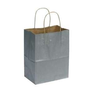  Medium Metallic Silver Paper Shopping Bag   8 X 4 X 10 