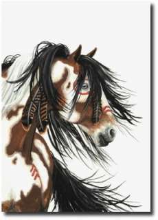 Mustang Indian Feathers War Paint Horse ACEO LE Print  
