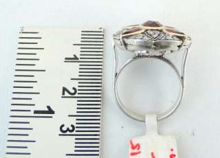VICTORIAN DIAMOND & GARNET 14 CT GOLD SILVER RING INDIA  