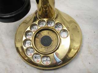 AMERICACN TEL &TEL CO BRASS ROTARY DIAL CANDLESTICK TELEPHONE CANDLE 