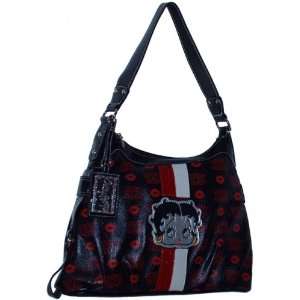  Betty Boop Tall Black and Red Kisses Pvc Handbag (BB76 