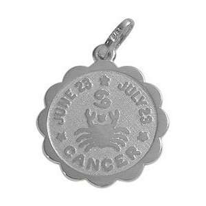  10 Karat White Gold Cancer Pendant (June 23 July 23) with 