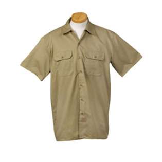  Mens 5.25 oz. Short Sleeve Work Shirt   KHAKI   XL 