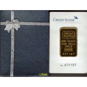  1 oz Gold Bar CREDIT Suisse 999.9 with Assay Certificate 