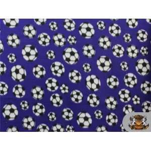  Fleece Printed *Soccer Ball Violet* Fabric / By the Yard 