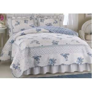  New   Rose Blossom Blue King Quilt by Pem America