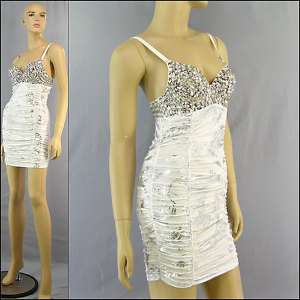 Sequins Padded Ruched Bra Tunic Clubwear Mini Dress  