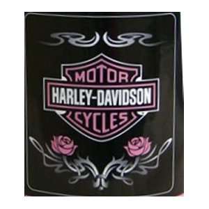 Harley Davidson Blanket   Pink Roses