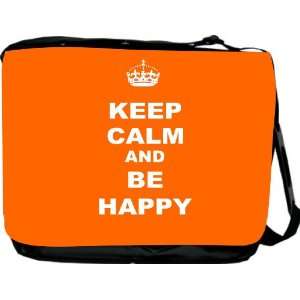 : Keep Calm Be Happy   Orange Color Messenger Bag   Book Bag   School 