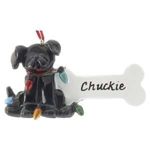 Personalized Black Dog with Lights Christmas Ornament:  