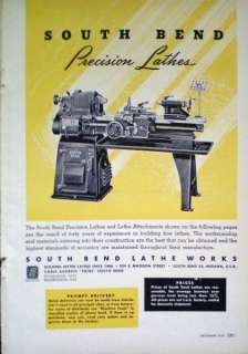1947 SOUTH BEND LATHE Magazine Catalog Lathes & Attachments ADS w 