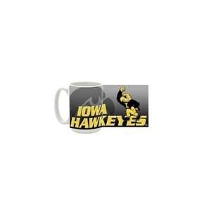  Iowa Hawkeyes (Tiger Hawk) 15oz Ceramic Mug: Sports 