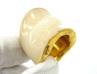   Massive 22K to 24K Pure Solid Gold 23mm Agate Ring   Size 6.5  