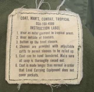 US Vietnam War Tropical Combat OD Coat  