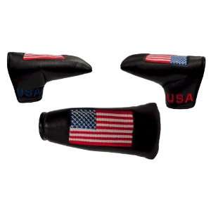    USA Flag Embroidered Blade Putter Golf Headcover