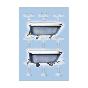    Bathroom Collage in Blue 12x18 Giclee on canvas