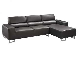   Eckcouch Sofa Couch mit Longchair Galaxy PU Leder Braun Neu  