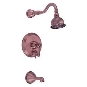    Handle Tub and Shower Faucet with 4 Inch Shower Head, Antique Copper